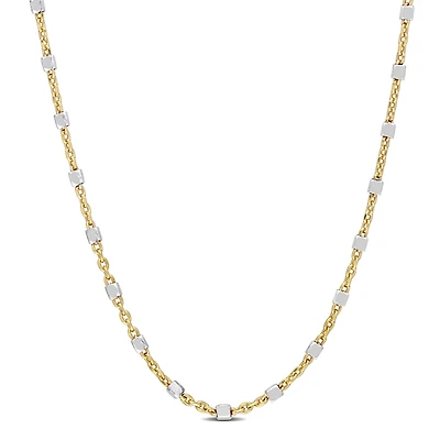 Miabella 18k Yellow Gold Plated Sterling Silver Bead Station Necklace
