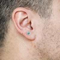 Clous d'oreilles cercle pour Homme de Miabella avec 5/8 Carat PBT de Malachite en argent sterling