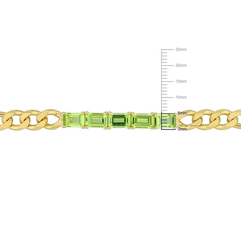 Bracelet chaîne à maillons figaro de Miabella avec 2-4/5 Carat PBT de Péridot en argent sterling plaqué en jaune