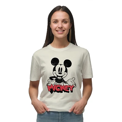 Disney T-shirt à manches courtes Mickey Mouse pour femme Tailles: TP-TG