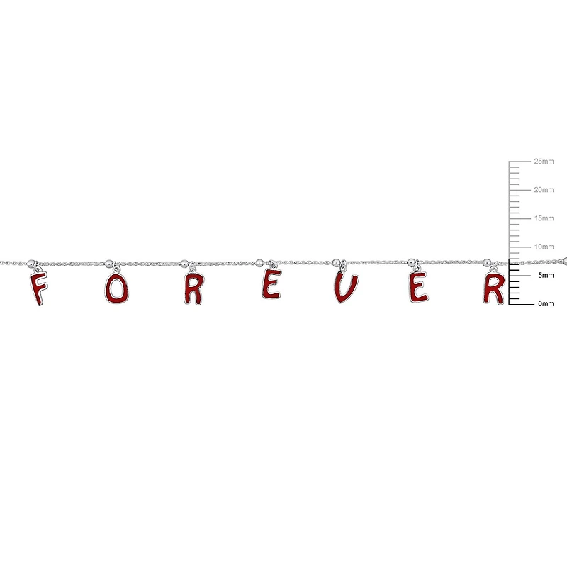 Bracelet de Miabella à breloques Love Forever den argent sterling et émail rouge