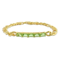Bracelet chaîne à maillons figaro de Miabella avec 2-4/5 Carat PBT de Péridot en argent sterling plaqué en jaune