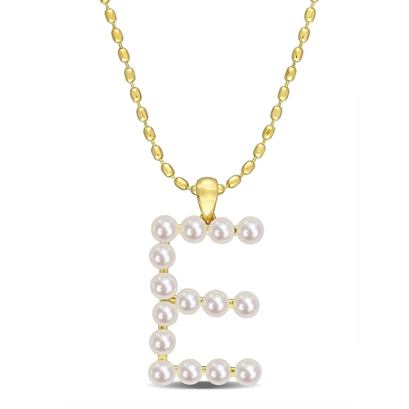 Collier initiale de Miabella avec perles culture d'eau douce en argent sterling plaqué en jaune