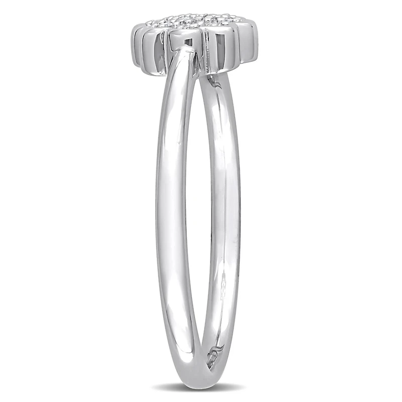 Miabella Diamond Accent Sterling Silver Floral Ring