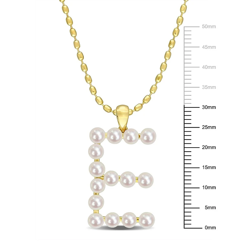 Collier initiale de Miabella avec perles culture d'eau douce en argent sterling plaqué en jaune