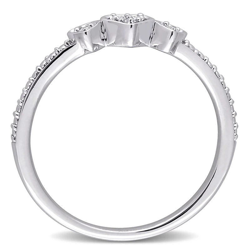 Miabella Diamond Accent Sterling Silver Triple Heart Promise Ring