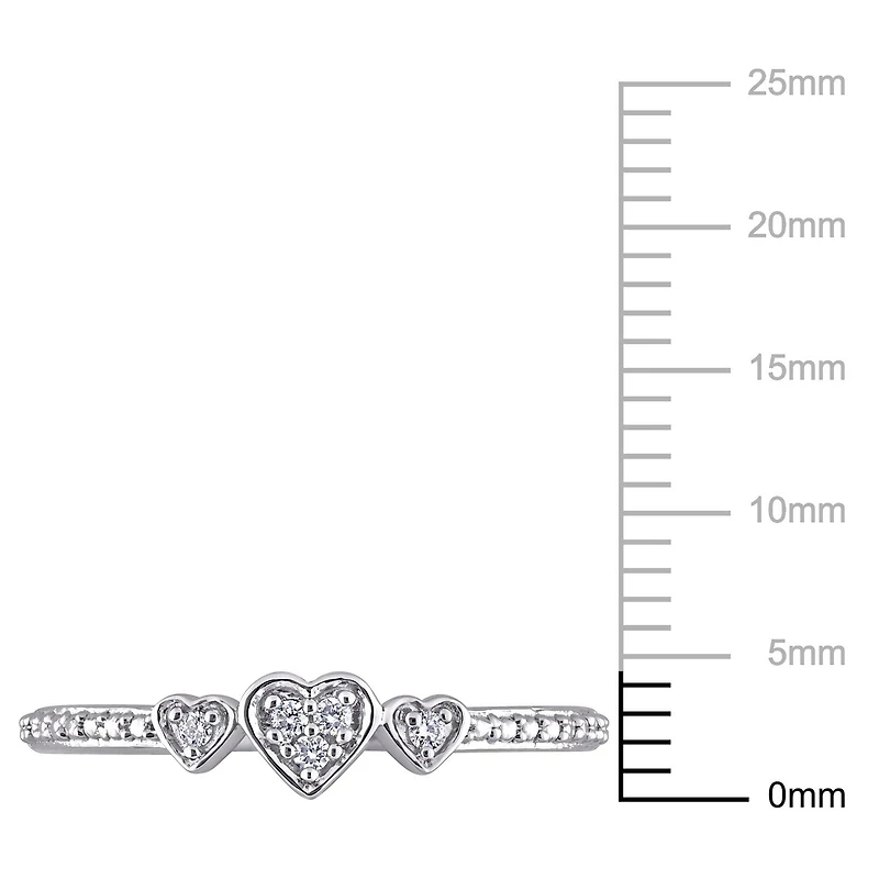 Miabella Diamond Accent Sterling Silver Triple Heart Promise Ring