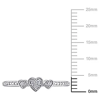 Miabella Diamond Accent Sterling Silver Triple Heart Promise Ring