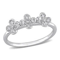 Bague de promesse triple fleur de Miabella avec accents de diamants en argent sterling