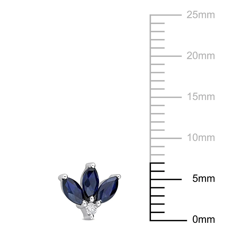 Miabella 5/8 Carat T.G.W. Sapphire and Round-Cut Diamond Accent 10k White Gold Stud Earrings