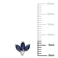 Miabella 5/8 Carat T.G.W. Sapphire and Round-Cut Diamond Accent 10k White Gold Stud Earrings