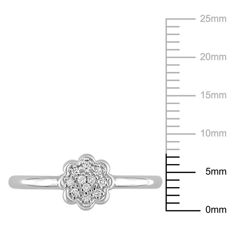 Miabella Diamond Accent Sterling Silver Floral Ring