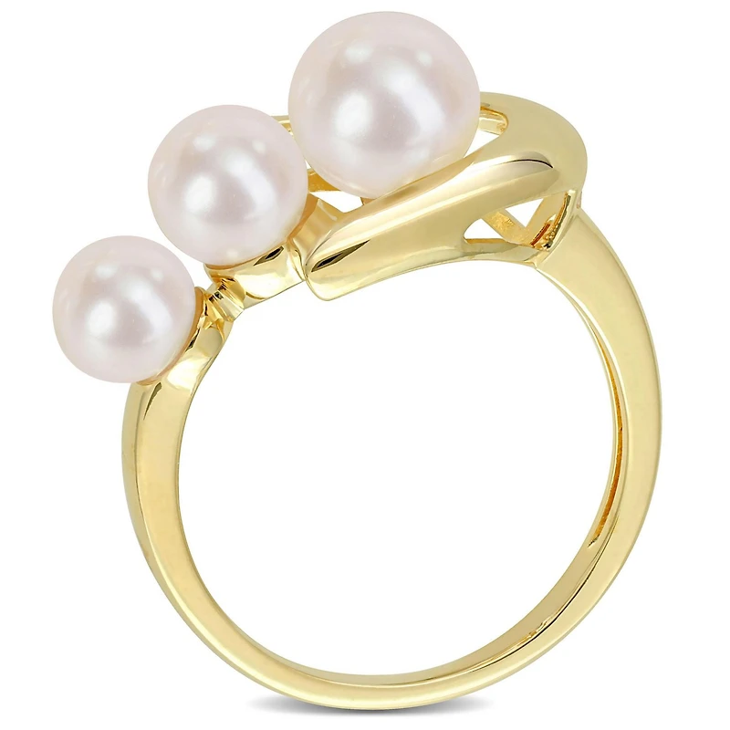 Bague cœur de Miabella avec perles culture d'eau douce en argent sterling plaqué en or jaune