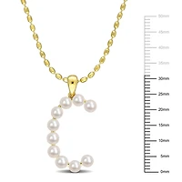 Collier initiale de Miabella avec perles culture d'eau douce en argent sterling plaqué en jaune