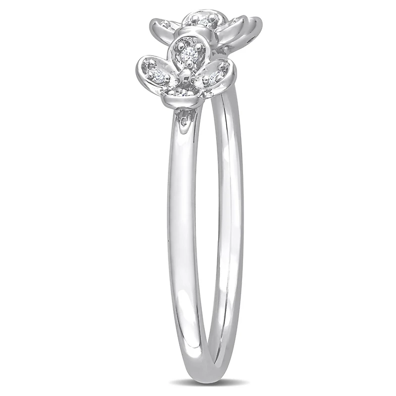 Bague de promesse triple fleur de Miabella avec accents de diamants en argent sterling