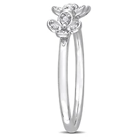 Bague de promesse triple fleur de Miabella avec accents de diamants en argent sterling