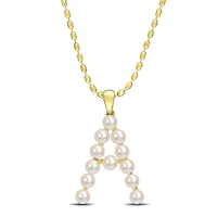 Collier initiale de Miabella avec perles culture d'eau douce en argent sterling plaqué en jaune