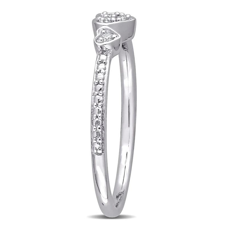 Miabella Diamond Accent Sterling Silver Triple Heart Promise Ring
