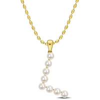 Collier initiale de Miabella avec perles culture d'eau douce en argent sterling plaqué en jaune