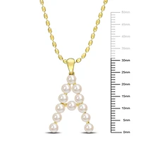 Collier initiale de Miabella avec perles culture d'eau douce en argent sterling plaqué en jaune