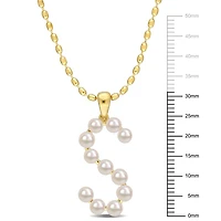 Collier initiale de Miabella avec perles culture d'eau douce en argent sterling plaqué en jaune