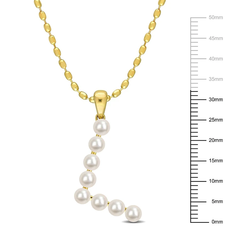 Collier initiale de Miabella avec perles culture d'eau douce en argent sterling plaqué en jaune