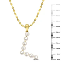 Collier initiale de Miabella avec perles culture d'eau douce en argent sterling plaqué en jaune