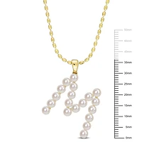Collier initiale de Miabella avec perles culture d'eau douce en argent sterling plaqué en jaune