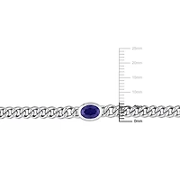 Miabella 1-1/4 Carat T.G.W. Created Blue Sapphire Sterling Silver Curb Link Bracelet