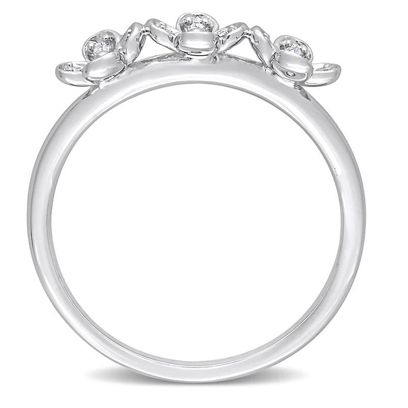 Bague de promesse triple fleur de Miabella avec accents de diamants en argent sterling