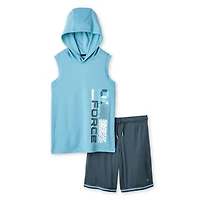 Ensemble 2 pièces avec débardeur à capuchon Athletic Works pour garçons.
