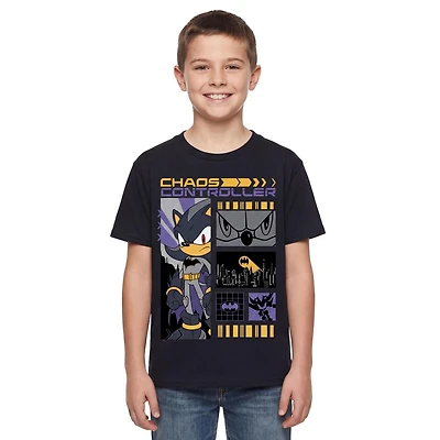 T-shirt à Graphique Noir pour Garçons Sonic le Hérisson x DC Shadow le Hérisson Batman Chaos Controller -Exclusivité en Ligne