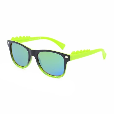 Lunettes de soleil George jeune garçon noires et vertes carrées à pics dinosaure