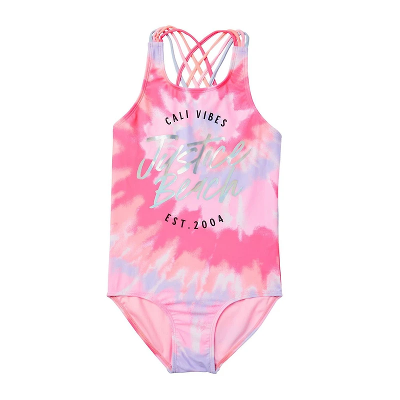Justice Girls' Strappy-Back Swimsuit 1-Piece