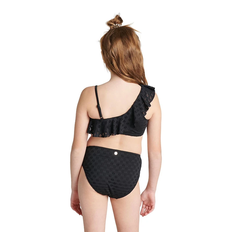 Justice Girls' Crochet Asymmetric Ruffle Bikini 2-Piece Set