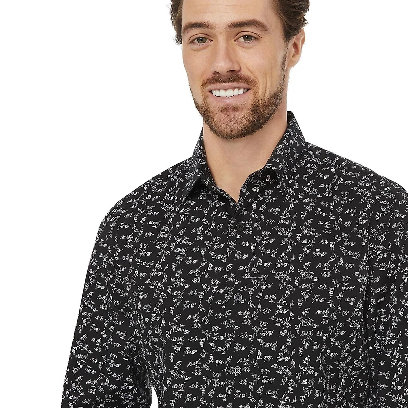 George Men's Printed Slim Fit Dress Shirt