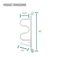 Stander Curve Bathroom Grab Bar for Seniors, Wall Mounted Shower Bar, White