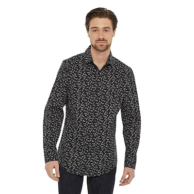 George Men's Printed Slim Fit Dress Shirt