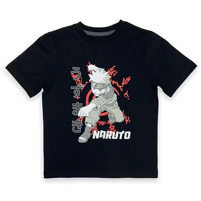 Naruto T-shirt de base pour garçon. Ce t-shirt à col rond pour garçons a des manches courtes et un imprimé tendance et Tailles TP à TG