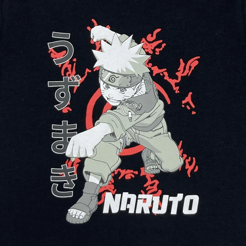 Naruto T-shirt de base pour garçon. Ce t-shirt à col rond pour garçons a des manches courtes et un imprimé tendance et Tailles TP à TG