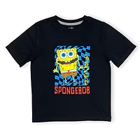 Sponge Bob Boy's basic tee shirt. This boys crew neck tee shirt has short sleeves and a trendy print and