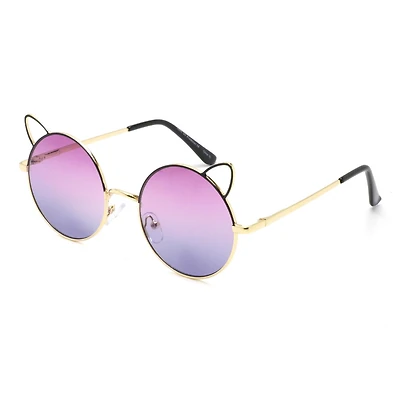 George Kids Girls Gold and Pink Round Sunglasses with Cat Ears