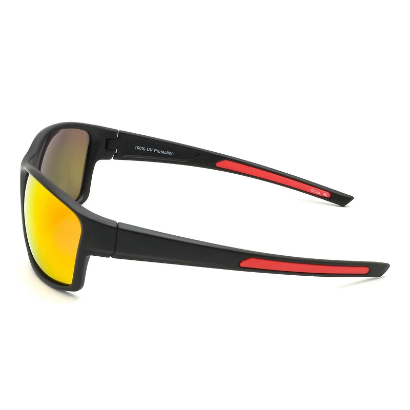 Lunettes de soleil sport enveloppantes Athletic Works noires et rouges