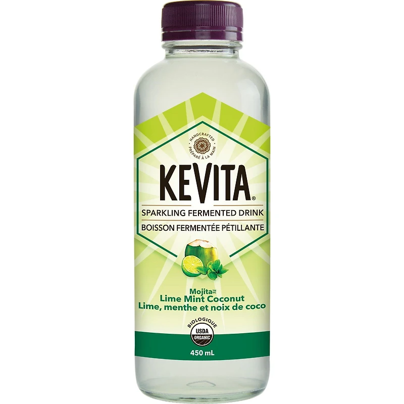 KeVita Lime Mint Coconut Sparkling Fermented Drink, 450 mL Bottle