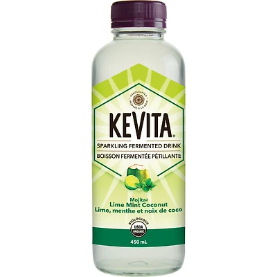 Boisson fermentée pétillante Kevita Lime, menthe et noix de coco, 450 mL, 1 bouteille