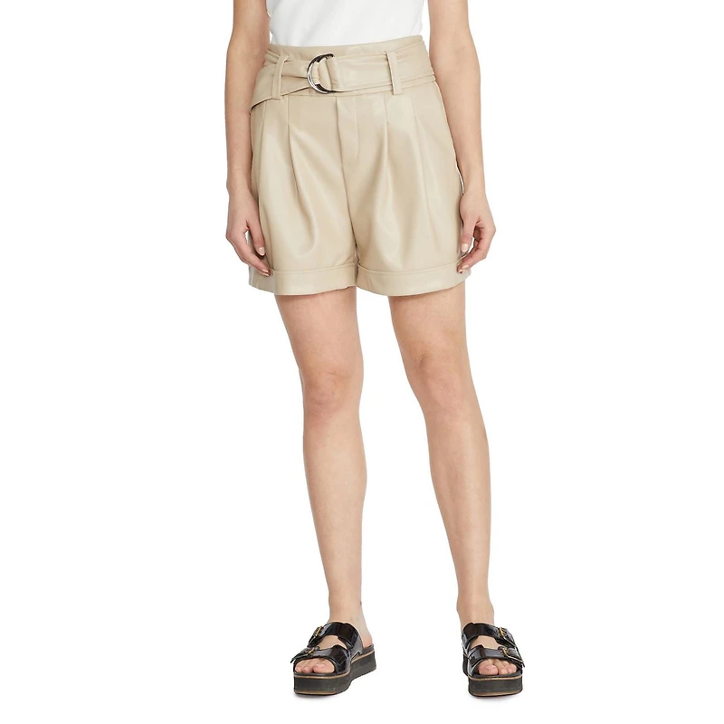 Mexx Women's Faux Leather Belted Shorts