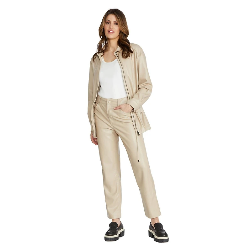 Mexx Women's Faux Leather Straight Flare Pants