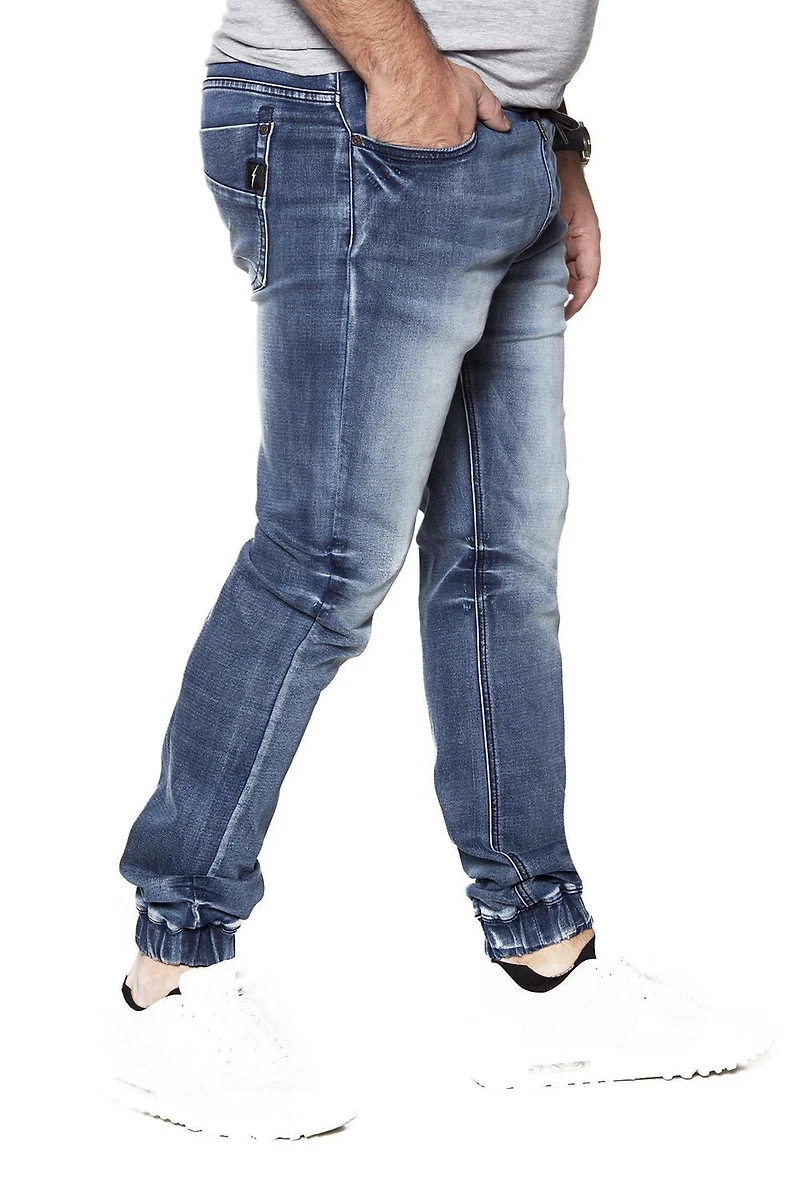DNM.WORKS™ JAGGER - Jogger Classique 5 Poches - Sergé Extensible bleu