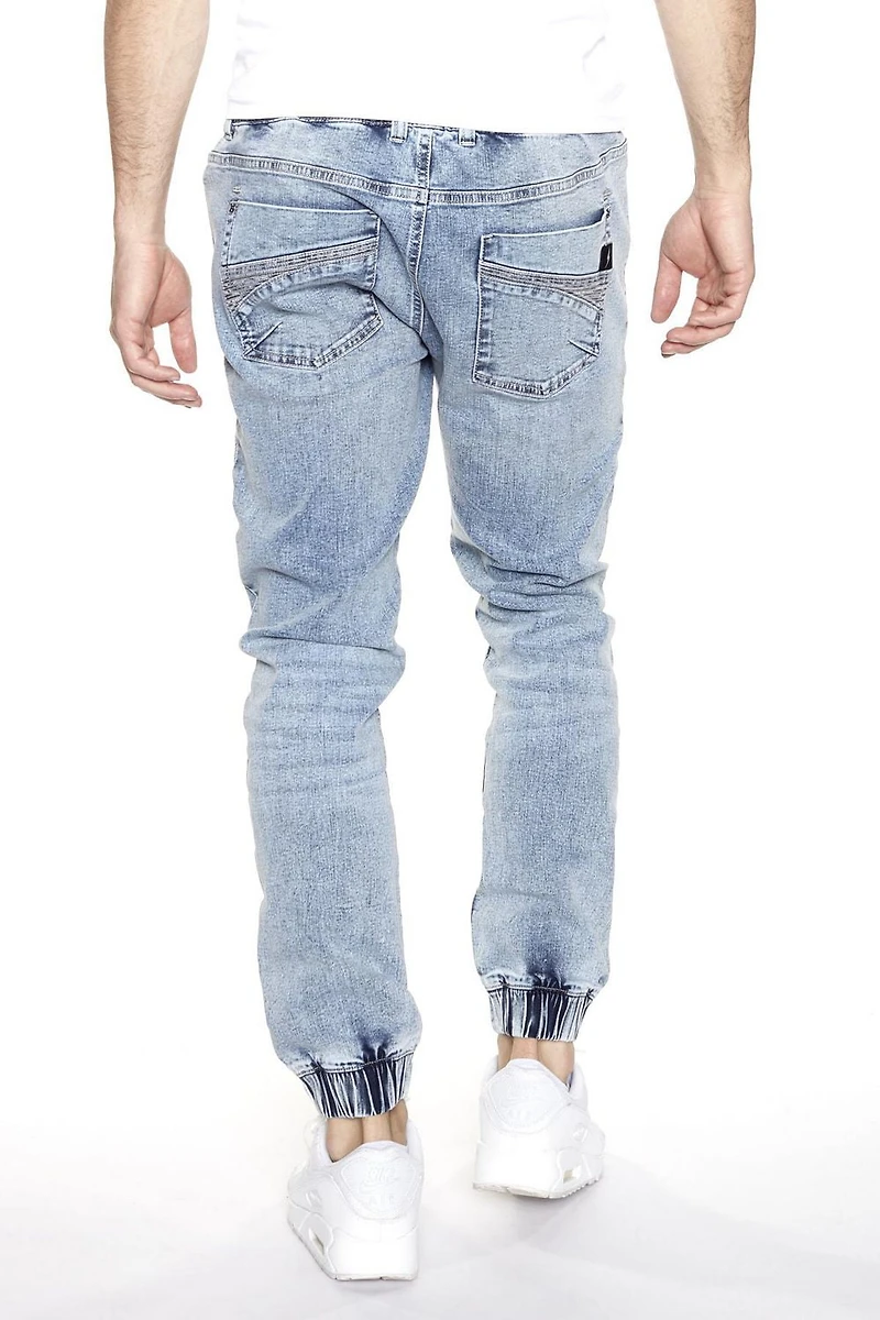 DNM.WORKS™ HENDRIX - 5 Pocket French Terry Moto Stitch Jogger BLUE
