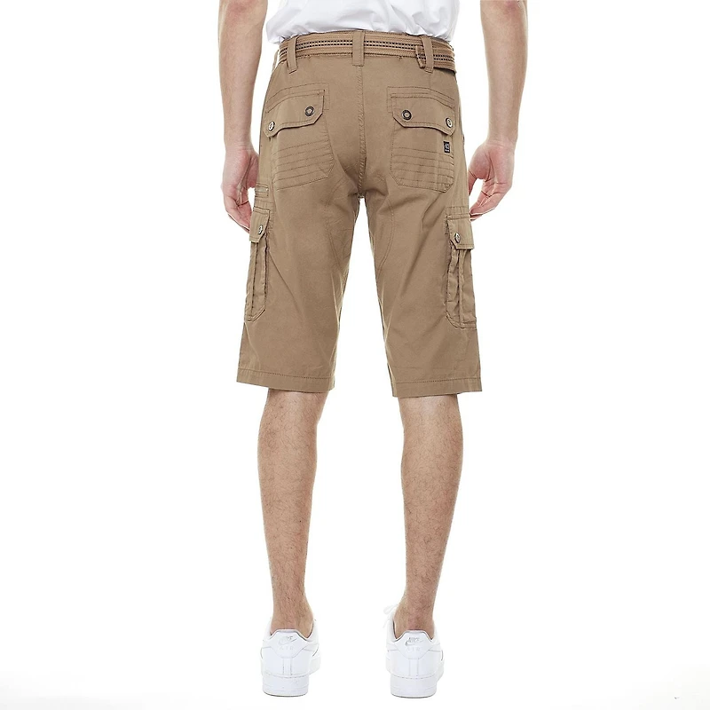 Dark Black Men's Belted Cargo Capri Short